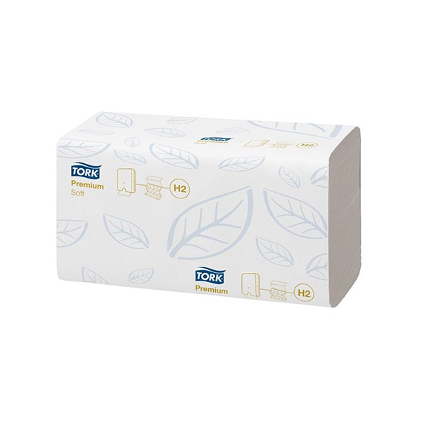Carton de 21 paquets essuie mains pliés en Z Tork Premium Soft H2  2p 150f