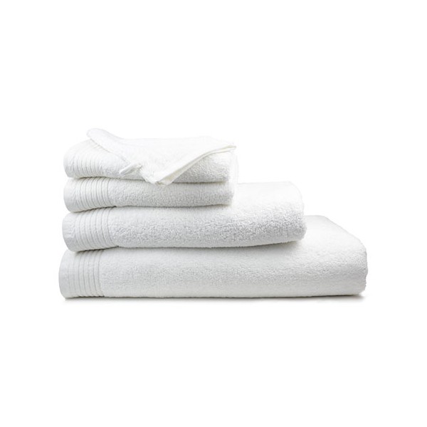 Drap de bain liteaux chevrons 100% coton blanc 340 g 70x140 cm (le lot de