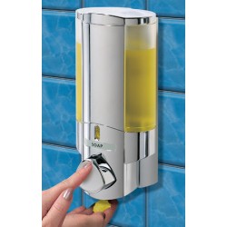 Distributeur de savon 1 réservoir 300 ml chromé et transparent