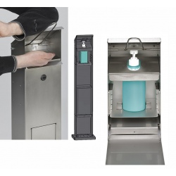 Distributeur de lavage des mains avec poubelle en acier blanc RAL 9016