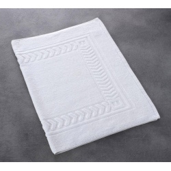 Tapis de bain liteaux chevrons 100% coton blanc 550 g 50x75 cm (le lot de 5)