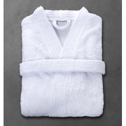 Peignoir Boucle 90% coton 10% polyester blanc 360 g col kimono taille S (le lot de 12)