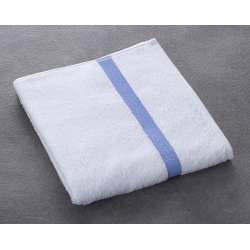 Serviette de toilette Eden 100% coton blanc liteau bleu 400 g 50x90 cm (le lot de 80)