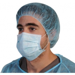 Lot de 1000 masques chirurgicaux 3 plis PLP bleu à élastique