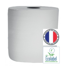 Colis de 2 bobines industrielles blanches 1000 f 2 plis Ecolabel